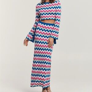 Charlie Holiday NWT Candice Top, Skirt Set Women's 2, XS Chevron Crop Top